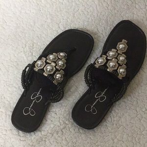 JESSICA S. BROWN/GOLD BLING SANDALS 6.5